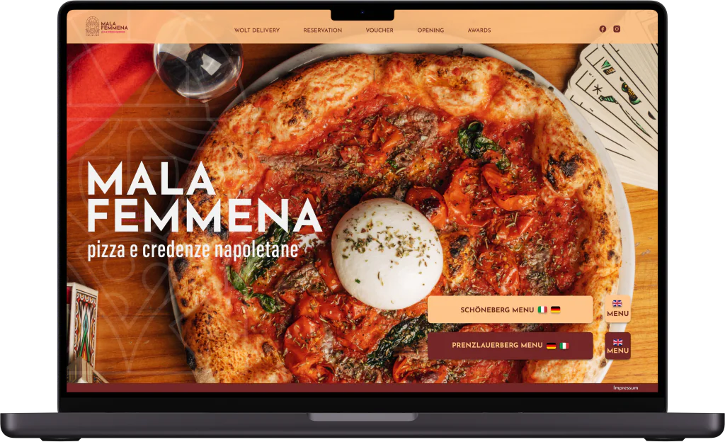onepage web design for pizzeria in berlin